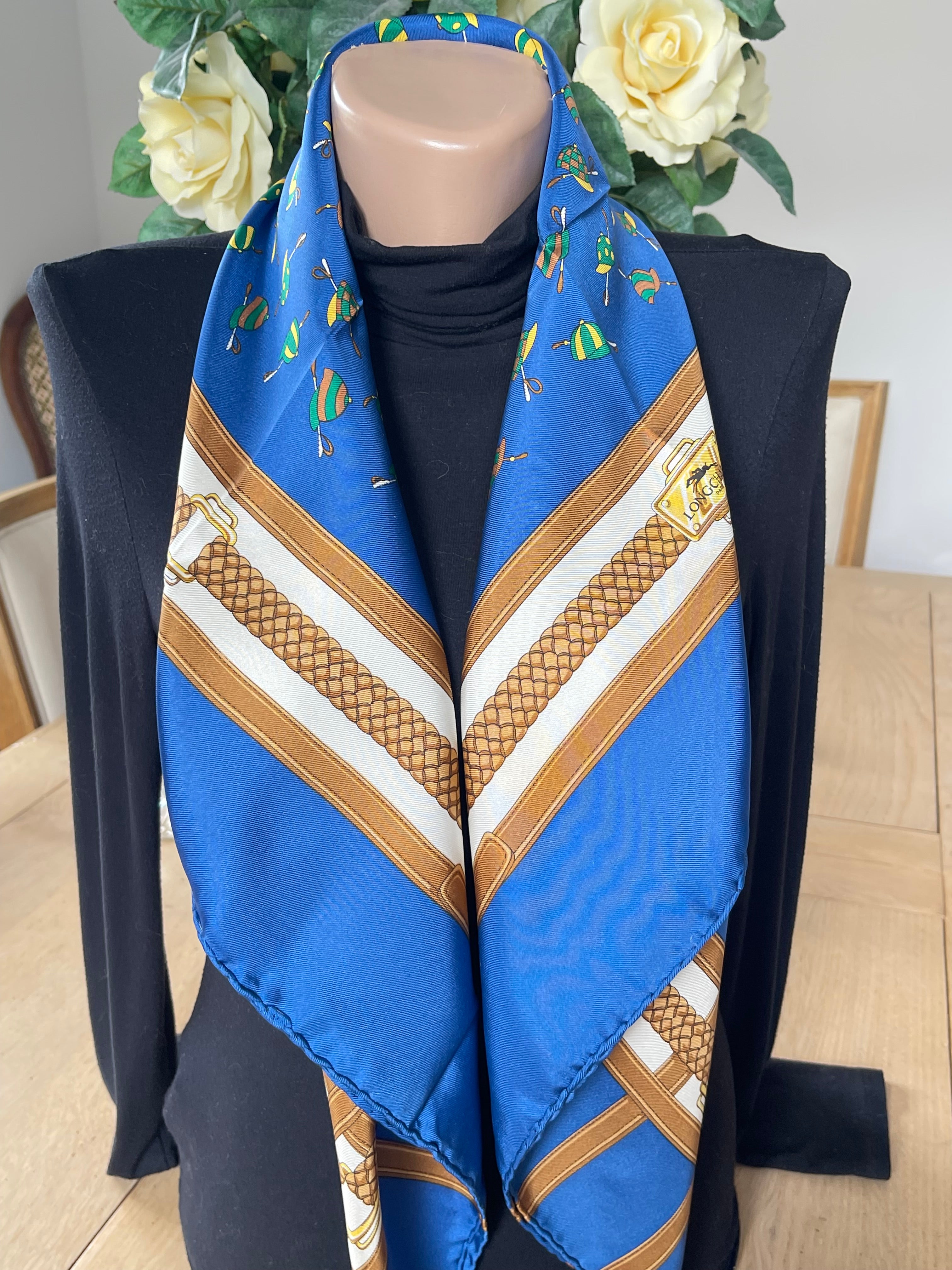 LONGCHAMP foulard carré scarf schal soie silk seide