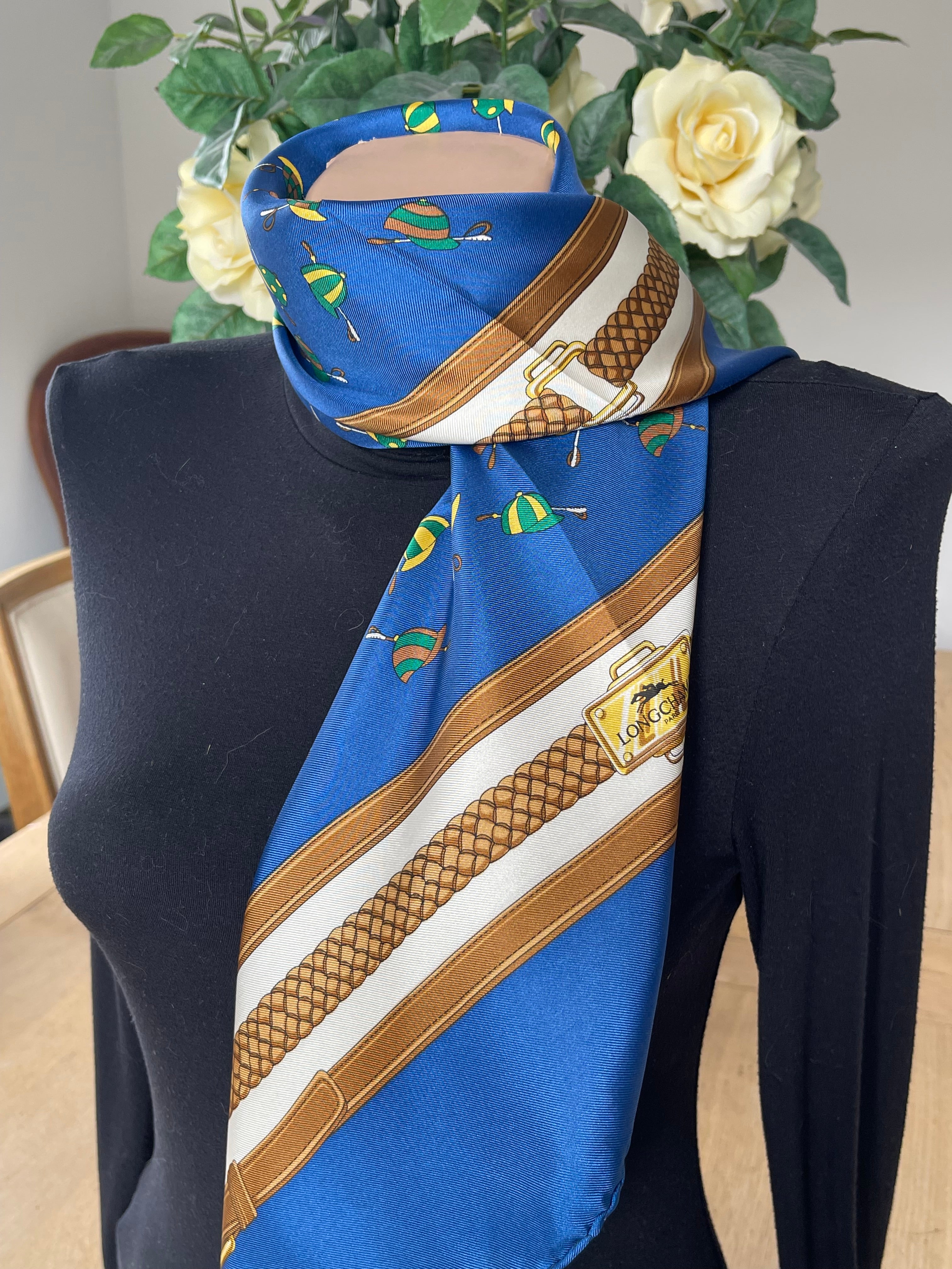 LONGCHAMP foulard carré scarf schal soie silk seide