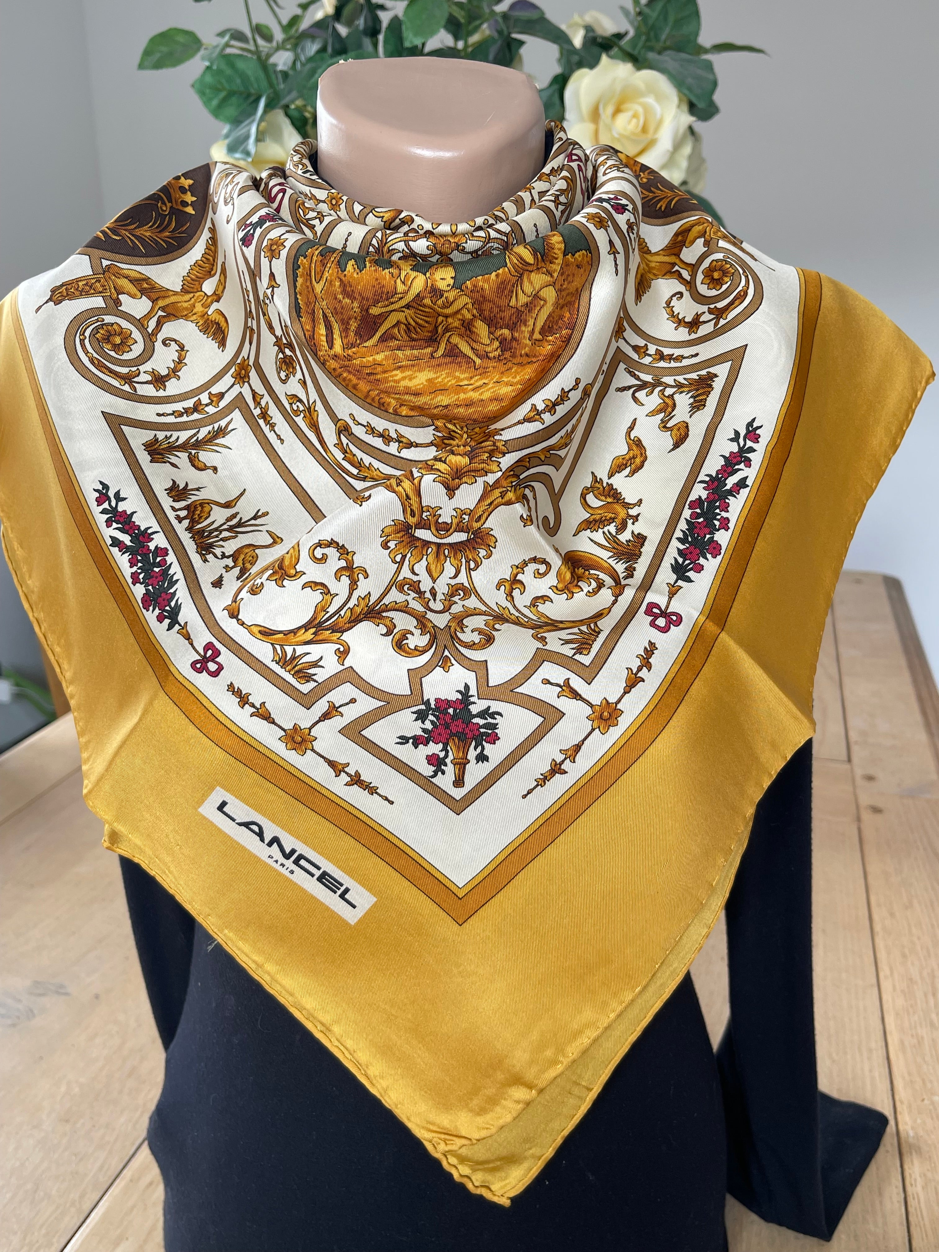LANCEL foulard carré scarf silk soie seide