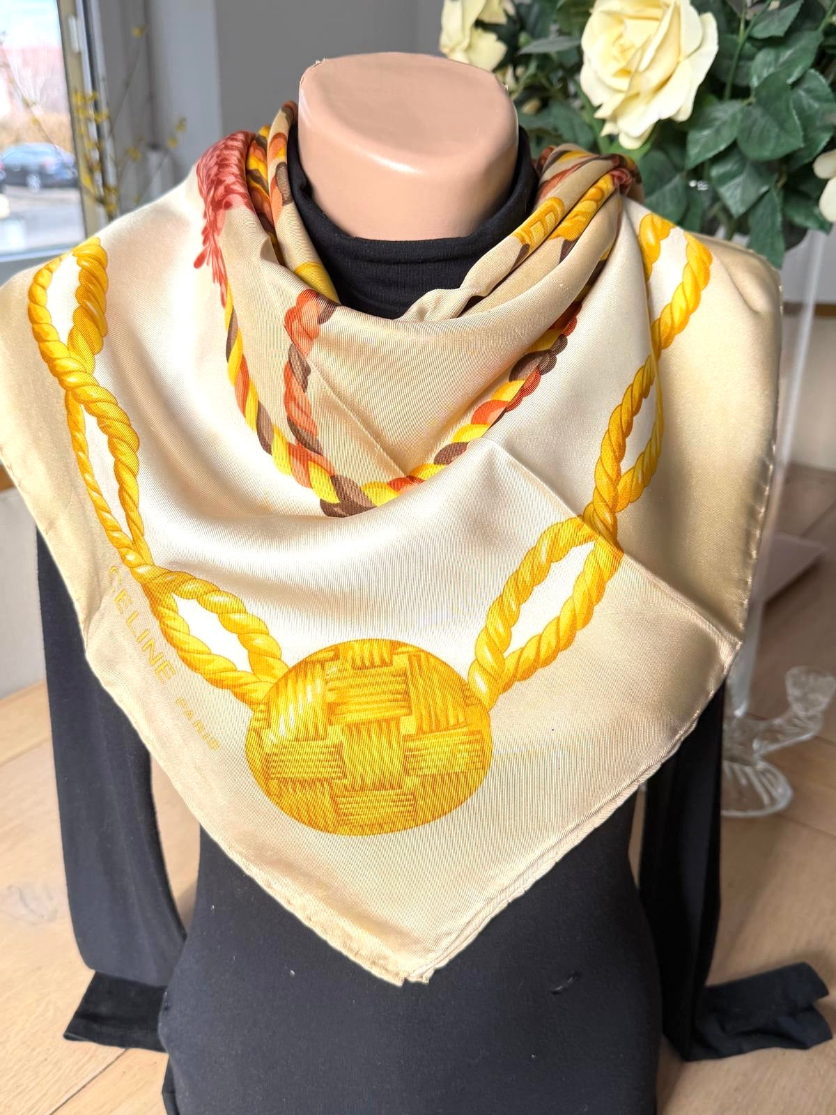 CELINE foulard carré schal scarf seide soie silk