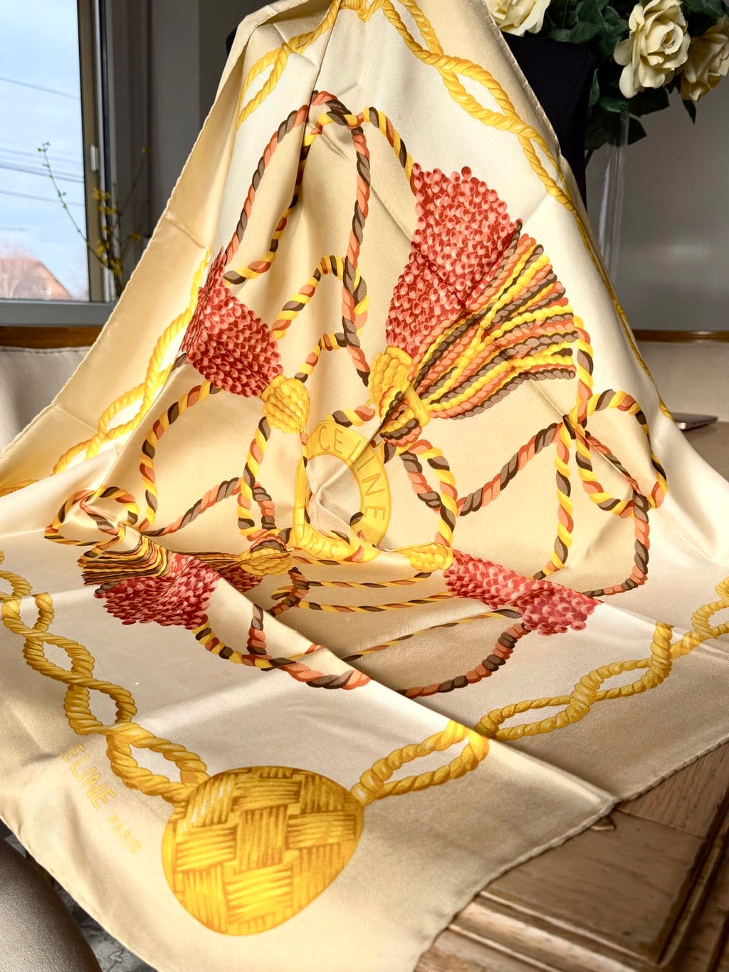 CELINE foulard carré schal scarf seide soie silk